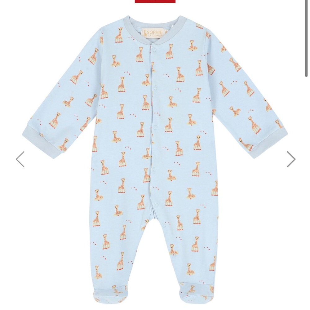 Adorable Blue Giraffe Print Footie Sophie la giraffe
